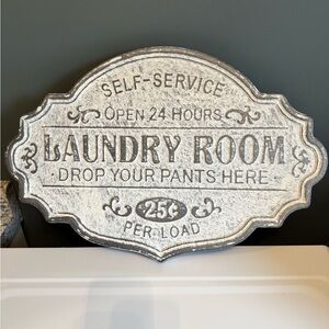 Vintage Laundry Room Wall Decor in Silver and Gray